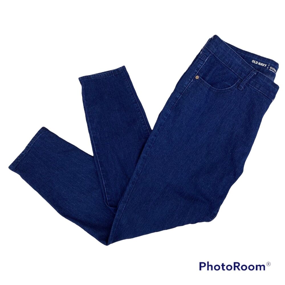 Old Navy Women's Super Skinny Mid Rise Jeans Size 14 Stretch Medium Wash Zip Fly